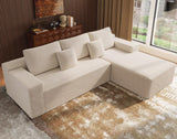 Boneless Modular Sectional Sofa, Cloud Couch with Right Facing Chaise, Oversized Deep Seat, L-Shaped, Soft Corduroy Fabric, Sectional Couch for Living Room -Beigey NMXUXMN