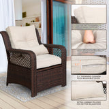 HOMREST 6 Pieces Patio Furniture Set, Wicker Patio Conversation Sets, Outdoor Sectional Rattan Sofa Chairs with Coffee Table, High Back, Ottoman, Cushions for Porch, Deck, Garden, Backyard (Beige) HOMREST