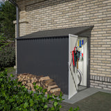 YOPTO 4x8 FT Outdoor Storage Shed,Lean to Metal Shed W/Floor Included,Garden Storage Shed W/Lockable Door,All Weather Waterproof Tool House W/ 2 Air Vents,for Backyard,Patio,Lawn,Garden,Black YOPTO