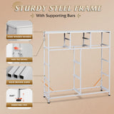 WLIVE White Dresser for Bedroom with 10 Drawers, Chest of Drawers with Side Pockets and Hooks, PU Storage Dresser, Sturdy Metal Frame, Drawers Organizer Unit for Living Room, Hallway, Closet WLIVE