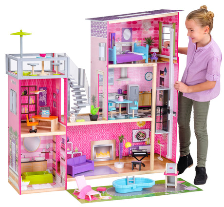 KidKraft Uptown Wooden Modern Dollhouse with Lights & Sounds, Pool and 36 Accessories KidKraft