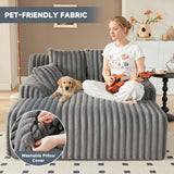 Mangodan 53.5”W Oversized Chaise Lounge Chair Indoor, Boneless Couch with 4 Pillows, Cozy Reading Chairs with Wide Arms, No Assembly Corduroy Boneless Chair, Memory Foam Couch for Living Room, Gray Mangodan