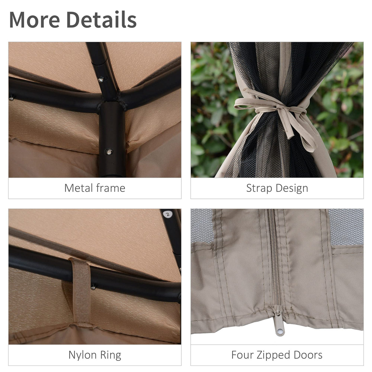 Outsunny 9.6' x 9.6' Patio Gazebo, Outdoor Canopy Shelter with 2-Tier Roof and Netting, Steel Frame for Garden, Lawn, Backyard, and Deck, Taupe Outsunny