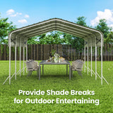 12x20 Carport, Heavy Duty Metal Car Port, All-Weather Protection, Easy Assembly for Cars, Trucks, Boats, Tractors, and Outdoor Storage fuzzy-bird