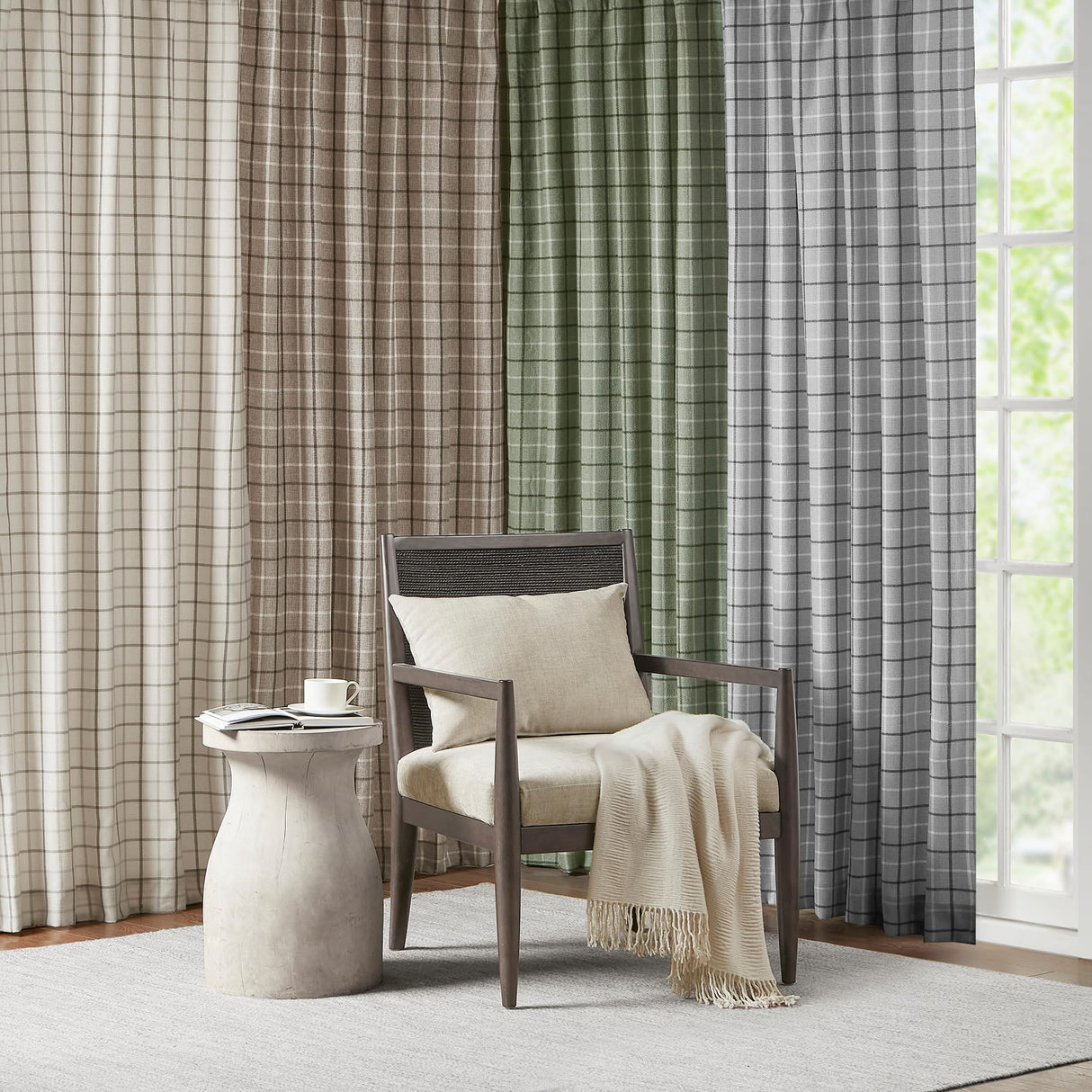 Madison Park Anaheim Cabin Plaid Curtain Window, Thermal Insulated Fleece Lining, Living Room Decor Room Darkening Drape for Bedroom, 1-Single Panel Pack, 50" x 84", Rod Pocket, Brown Madison Park