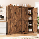 Jocoevol Pantry Cabinet, 68'' Kitchen Pantry Storage Cabinet with 4 Doors and Adjustable Shelves, Farmhouse Tall Food Large Wood Pantry Storage Furniture for Kitchen Dining Room, Brown Jocoevol