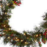 National Tree Company Pre-Lit Artificial Christmas Garland, Green, Wintry Pine, White Lights, Decorated with Pine Cones, Berry Clusters, Plug In, Christmas Collection, 9 Feet National Tree Company