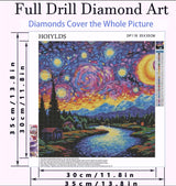 Starry Night Diamond Painting Kits for Adults - Starry Sky Diamond Art Kits for Adults Beginner, Landscape Scene DIY Full Drill Diamond Dots Paintings with Diamonds 5D Gem Art and Crafts 14x14inch HOIYLDS