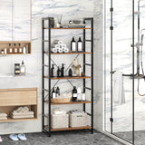 VERMESS 5 Tier Bookshelf, Tall Book Shelf, Vintage Industrial Bookcase with Open Display Shelves, Wood Storage Shelving Unit Metal Frame Standing Bookshelves for Bedroom/Home/Office, Rustic Brown VERMESS