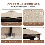 SCOCANOPY Replacement Top for 10x12 FT Gazebo Massillon Biscayne,Cabin-Style L-GZ933PST,Turnberry L-GZ933PCO-L,Tuscany L-GZ933PST-K (Light Beige Ripstop) SCOCANOPY