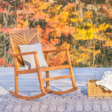 JONATHAN Y RCK100A Ned Modern Chevron-Back 300-Lbs Support Acacia Wood Patio Outdoor Rocking Chair for Garden, Lawn, Backyard, Pool, Deck, Beach, Firepit, Teak JONATHAN Y