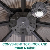 YITAHOME 10x10 Gazebo Polycarbonate Hardtop Outdoor Single Top Canopy with Netting and Shaded Curtains, Aluminum Frame Garden Tent for Patio, Backyard, Deck and Lawns, Brown YITAHOME