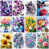 12 Pack Flowers Diamond Art Kits Packs for Adults, 5D Diamond Painting Kit Sets with Tools for Beginners DIY Full Drill Diamonds Paintings Crafts Gem Art by Number Gift Home Wall Decor (12x16 Inch) BWFY