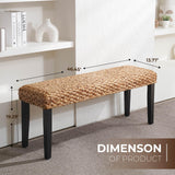 AV CONNECT Acacia Solid Wood Bench with Woven Water Hyacinth Seat, Entryway Bench, Wicker Benches Indoor for Hallway, End of Bed, Kitchen, Rustic Farmhouse Boho (Plait Style - Black Leg) AV CONNECT