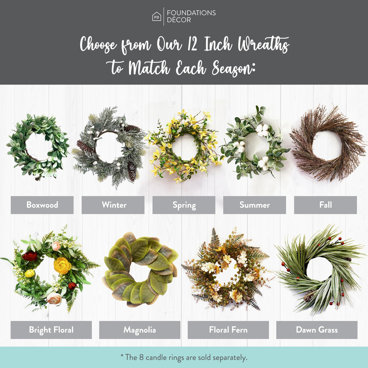 Small Wreath - Rustic Farmhouse Living Room Decor with Wreath Frame & Seasonal Wreaths - Stylish Home Wall Decor for Living Room, Entryway & Kitchen by Foundations Decor, Fall Foundations Decor