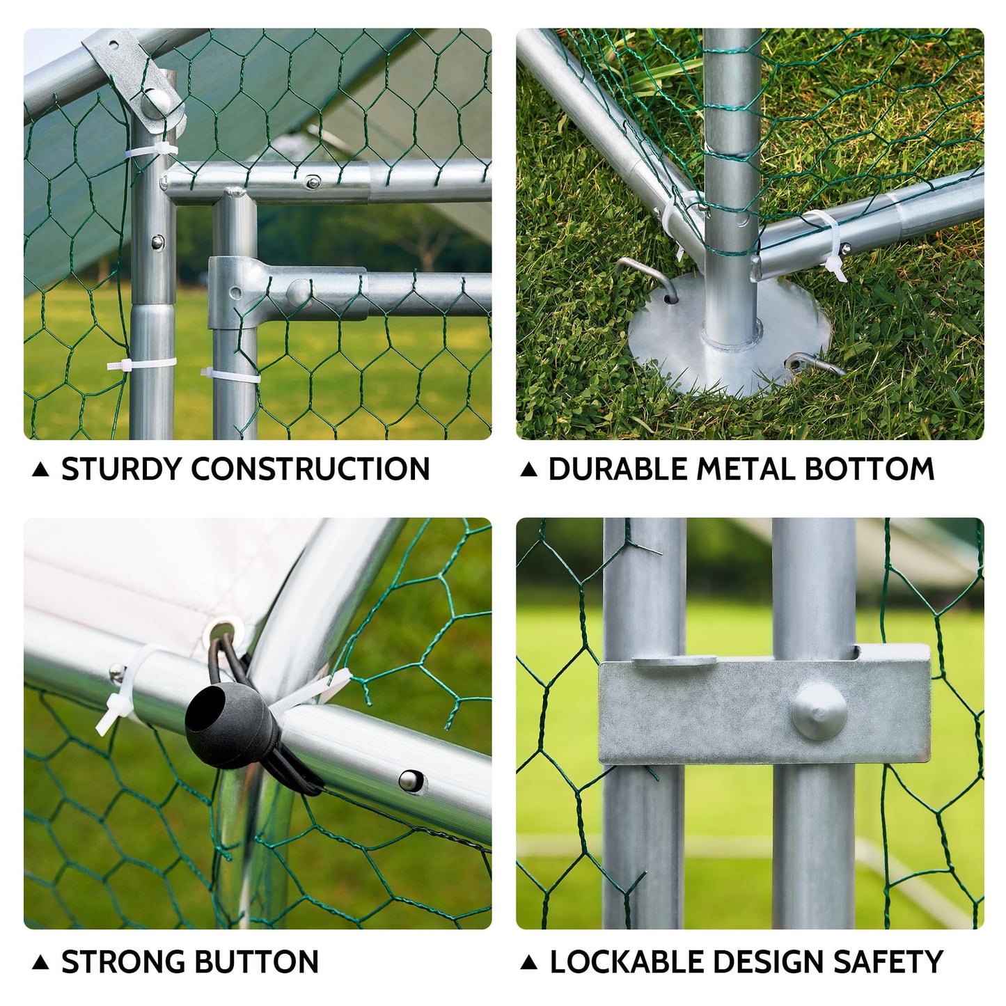 TOETOL Metal Chicken Coop with Run Walkin Poultry Habitat Supplies with Waterproof and Anti-Ultraviolet Cover for Backyard Farm Garden, Cage for Rabbits/Cats/Dogs(6.5' L x 9.8' W x 6.5' H)