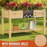 GHWIE Raised Garden Bed with Shelf,Elevated Wooden Planter Box with Legs,Garden Planter for Backyard, Patio, Balcony,200lb Capacity - Natural GHWIE