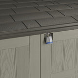 Craftsman Horizontal Shed, Compact Outdoor Storage System, 34 Cu. Ft. Capacity, Made in USA - Lockable Multi-Wall Resin Organizer for Garbage Cans, Garden Tools, Bins, Bikes and Yard Equipment CRAFTSMAN