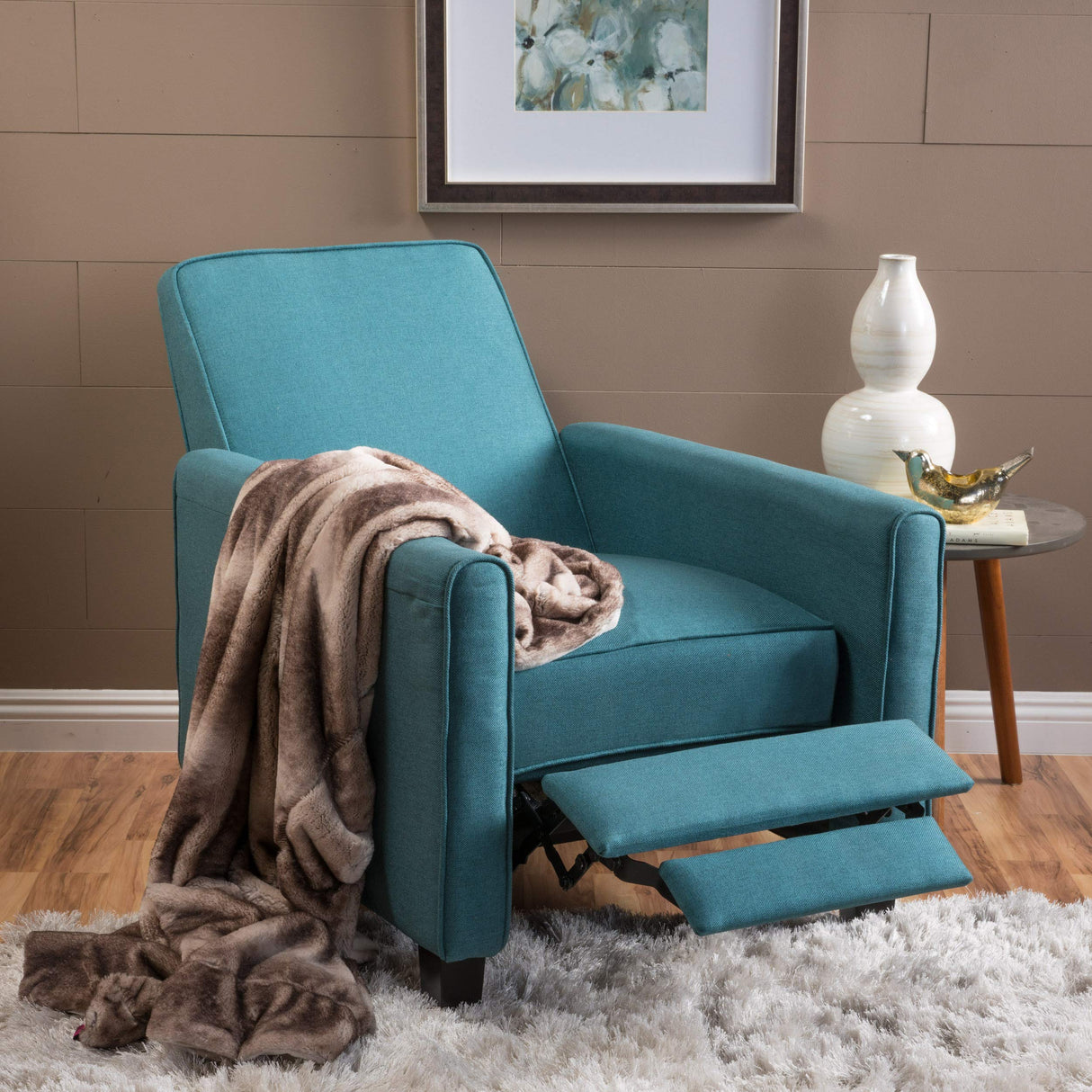 Christopher Knight Home Darvis Fabric Recliner Club Chair, Dark Teal 26.75D x 34W x 36.25H in GDFStudio