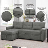 Naomi Home Transform Any Space: Sleeper Sectional Sofa with Convertible Sofa Bed & Inviting Chaise. Find Tranquil Comfort with Stress-Relieving Design & Durable Cushions - Gray/Velvet Naomi Home
