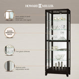 Howard Miller Luke IV Curio Cabinet - Heighted Showcase Black Finish Beveled Glass Door Adjustable Shelves Illuminated Interior Lightning Perfect for Living Room Office and Room Decor Howard Miller