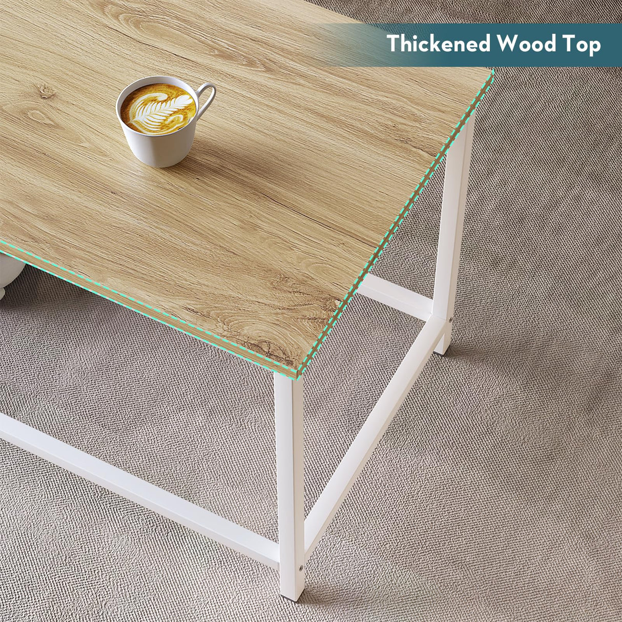 SAYGOER Small Rectangular Coffee Table Simple Modern Open Design Minimalist Center Table for Living Room Small Spaces, Easy Assembly, 31.5 x 15.7 x 17.7, Oak White SAYGOER