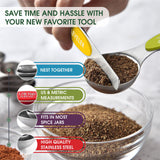 Spring Chef Magnetic Measuring Spoons Set with Strong N45 Magnets, Heavy Duty Stainless Steel Metal, Fits in Most Kitchen Spice Jars for Baking & Cooking, BPA Free, Multicolor, Set of 8 with Leveler Spring Chef