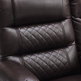 MCombo Zero Gravity Power Loveseat Recliner with Console, Heat and Vibration Massage, Reclining Loveseat Sofa with USB Ports, Cup Holders for Living Room, Faux Leather PR622Sets (Dark Brown) MCombo