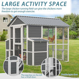 YOPTO Chicken Coop for 10 Chickens,Extra Large Wooden Chicken House Outdoor Nest Box Hen Houses with 2 Chicken Nesting Boxes,Poultry Pet Hutch w/Walk in Desgin,Ramp and Run,Waterproof Roof YOPTO