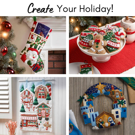 Bucilla Cross-Stitch 14 Piece Ornament Making Kit, Classic Christmas Collection, Perfect for DIY Arts and Crafts, 89454E Bucilla