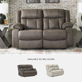 Signature Design by Ashley First Base Contemporary Faux Leather Manual Reclining Loveseat, Gray Signature Design by Ashley
