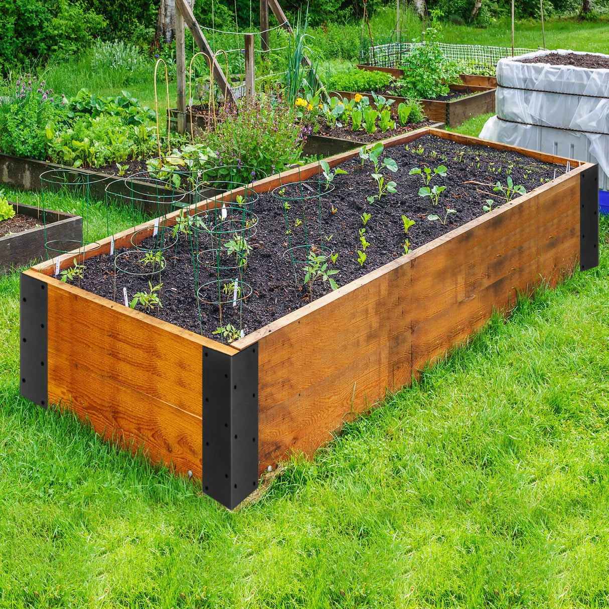 WLLEYAY Set of 8 Raised Garden Bed Corner Brackets with Wood Screws for 20"-24" Bed, Rust Resistant Raised Bed Corners Metal Connectors 11" x 3" x 3" for Vegetable Planter Garden WLLEYAY