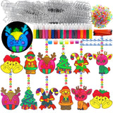 Ayhuhra 30 Sets Christmas Suncatcher Crafts DIY Glow in The Dark Window Paint Art Kit Creative Window Ornaments for Classroom Christmas Holiday Seasonal Home Activities Party Art Project Ayhuhra