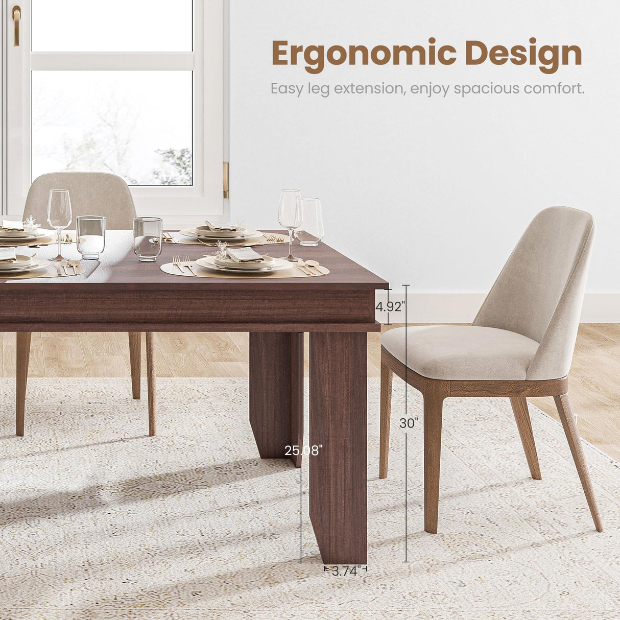 Farmhouse Dining Table for 6~8 People, 70.87" Long Rectangle Dining Table, Wood Kitchen Table with Sturdy Table Leg, Dinner Table, Dining Room Table for Kitchen, Dining Room-Brown GarveeHome