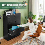 Letaya File Cabinets,4 Drawer Metal Lateral Filing Organization Storage Cabinets with Lock,Home Office for Hanging Files Letter/Legal/F4/A4 Size (Require Assembly) Letaya