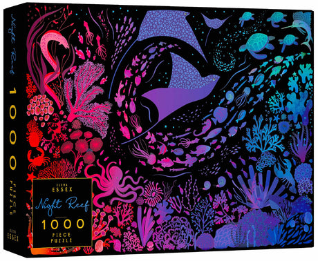 Elena Essex Puzzles for Adults 1000 Pieces - Night Reef | 1000 Piece Puzzle for Adults | Jigsaw Puzzles 1000 Pieces | Coral Reef Ocean Shark Puzzle | Puzzles Size 28x20 inches Elena Essex