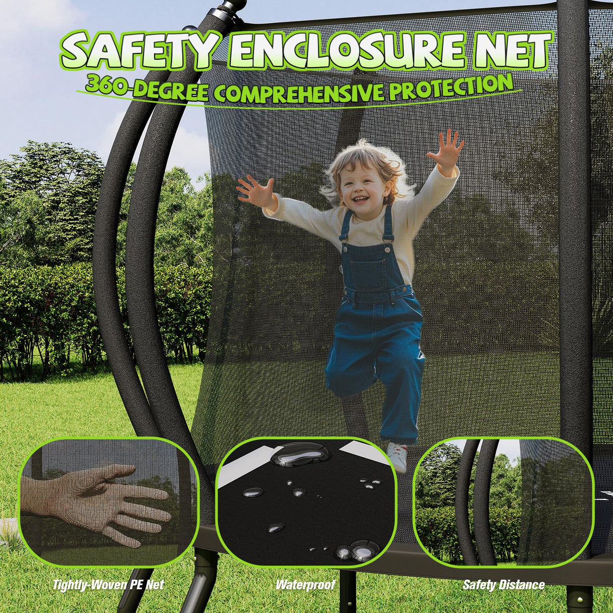 Yumpie Trampolines 8FT 10FT 12FT 14FT 16FT Outdoor Trampoline with Enclosure Net and Ladder, Recreational Trampolines for Kids and Adults，ASTM Approval YUMPIE