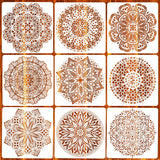 Eunvabir 9 Pack 12x12'' Mandala Stencils for Painting on Wood, Floor, Wall, Tile Fabric, Reusable Furniture Stencils Painting Template Eunvabir