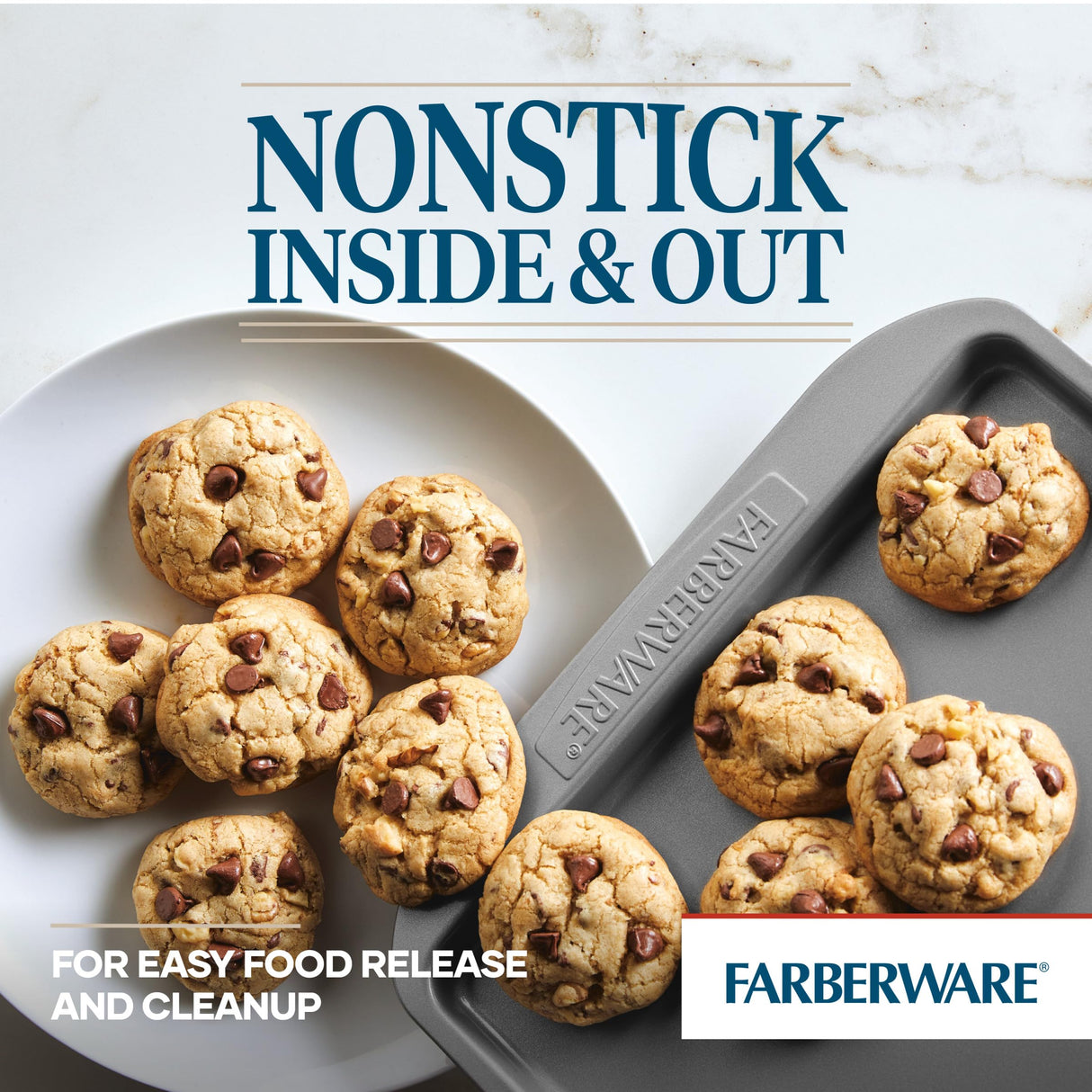 Farberware Nonstick Bakeware Set, Nonstick Cookie Sheets / Baking Sheets - 2 Piece, Gray Farberware