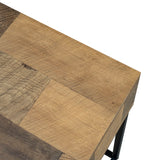 GIA Home Furniture Series Mid Century Console Table Rattan Crafted Drawers,Wood Computer Desk Installed,Salmon Oak Finishing, Black Metal Leg GIA