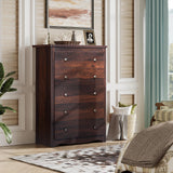 WLIVE Wood Dresser with 5 Drawer, Cabinets Dressers Wood Dresser Cabinet, Organizer Drawers for Bedroom, Living, Hallway, Measuring 15.7" W*31.4" D*45.3" H, Brown WLIVE