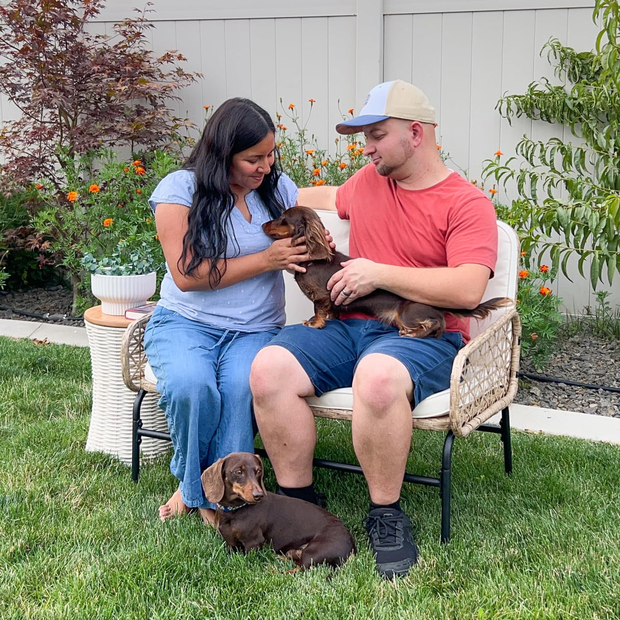 YITAHOME Patio Loveseat Wicker Outdoor Furniture, All Weather Loveseat Rattan Conversation with Soft Cushions & High Back, Patio Sectional Furniture for Backyard, Balcony and Deck, Beige YITAHOME