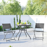 Yaheetech Patio Portable Dining Chairs Set of 4 with Metal Frame, Outdoor Metal Folding Chairs with Backrests for Camping, Lawn, Yard, Beach, Dark Gray Yaheetech