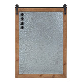 Kate and Laurel Cates Modern Farmhouse Barn Door Wood Framed Galvanized Metal Magnetic Memo Board, Rustic Brown Kate and Laurel