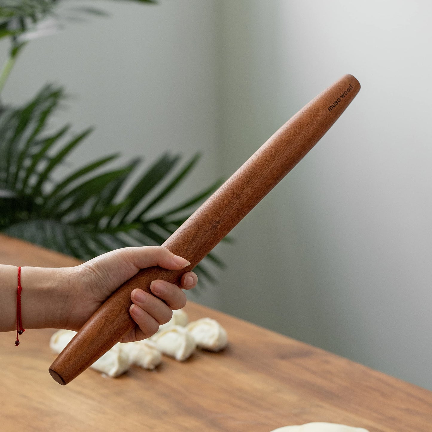 Muso Wood Sapele Wooden French Rolling Pin for Baking, Tapered Roller for Fondant, Pie Crust, Cookie, Pastry (French 15-3/4inch)