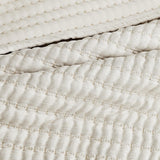 WDCOZY Beige Pick Stitch Queen Size Quilt Set, Striped Lightweight Soft Summer Spring Bedspread, Bamboo Linen Like Textured Coverlet, Chambray Farmhouse Country Rustic Bedding, Netural Thin Comforter WDCOZY