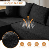 108" Modular Sectional Cloud Sofa - Boneless Couch with Deep Seat, Non Slip Base, Folding Sofa Sectional Couches for Living Room, Cozy Modular Couch with L-Shape Chaise, No Assembly Required, Black CozyMine