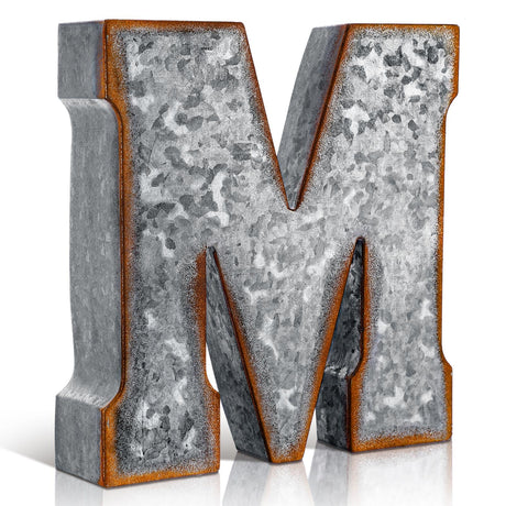 Yaocom 12" Metal M Letter Wall Decor Large Galvanized Letter 3D Signs Shelf Decoration Hanging or Freestanding Vintage Industrial Decor for Home Office Bookshelf Farmhouse Kitchen Apartment Yaocom