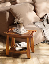 Tinamo 22”L Teak Shower Bench for Inside Shower - Teak Shower Stool & Wooden Bathroom Bench - Shower Chair for Inside Shower with Handles - Teak Shower Benches, Wood Bench for Bath with Storage Shelf Tinamo