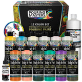 Pouring Masters 12-Color Ready-to-Pour Acrylic Iridescent Color Shifting Pouring Paint Set, with Silicone Oil & Gloss Medium, 8oz Bottles, Pour Paint Supplies for Canvas & Crafts U.S. Art Supply